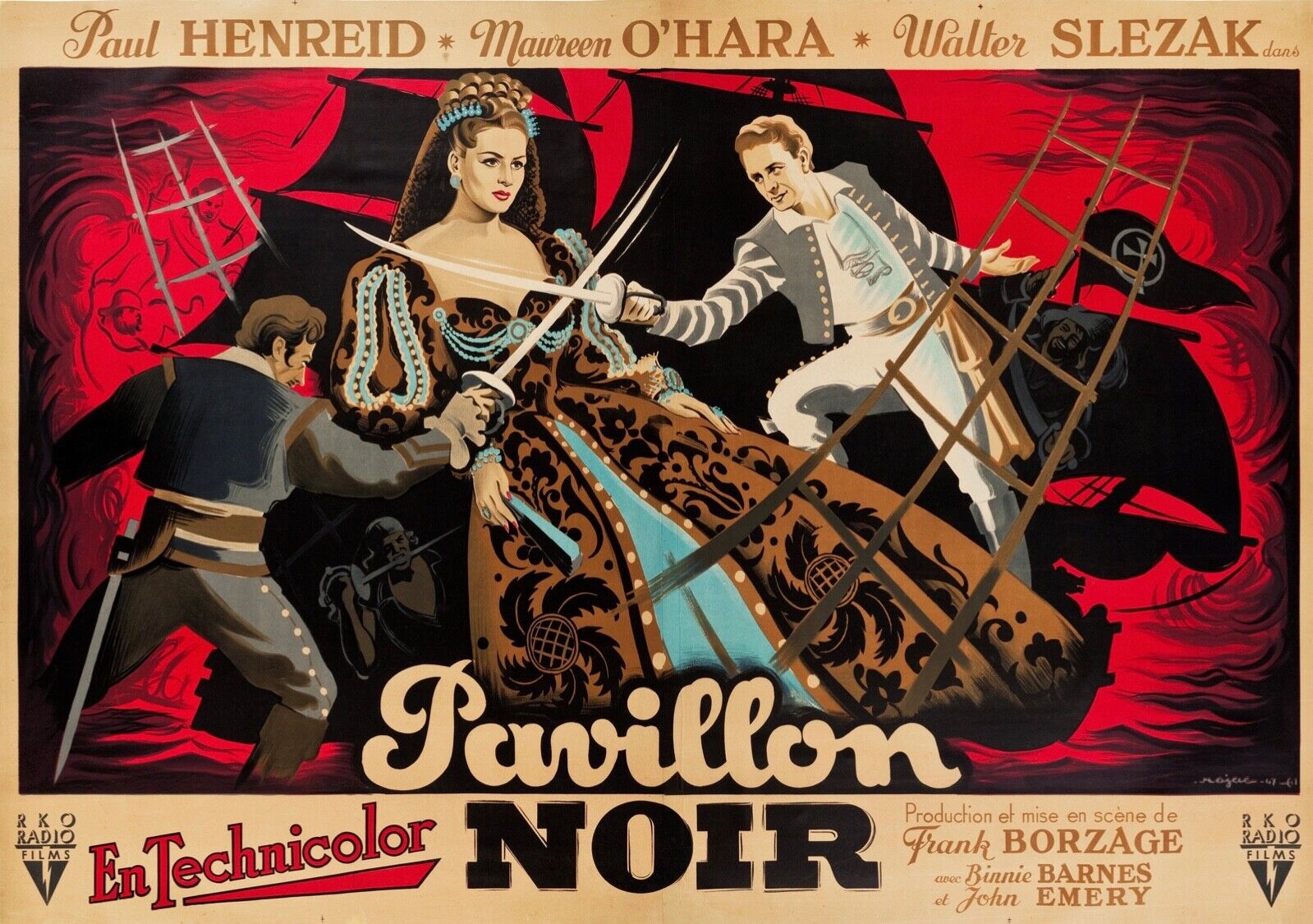 PAVILLON NOIR, MAUREEN O'HARA, 1952, Repro affiche cinéma, VINTAGE, HQ