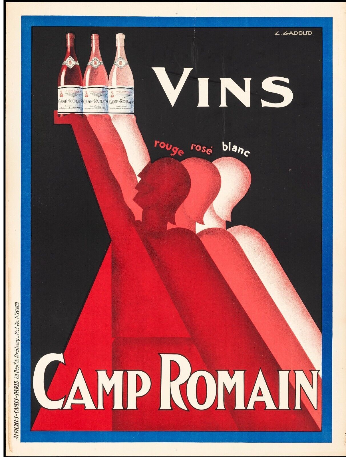 VINS (rouge, blanc, rosé) CAMP ROMAIN, Repro Affiche Publicitaire HQ