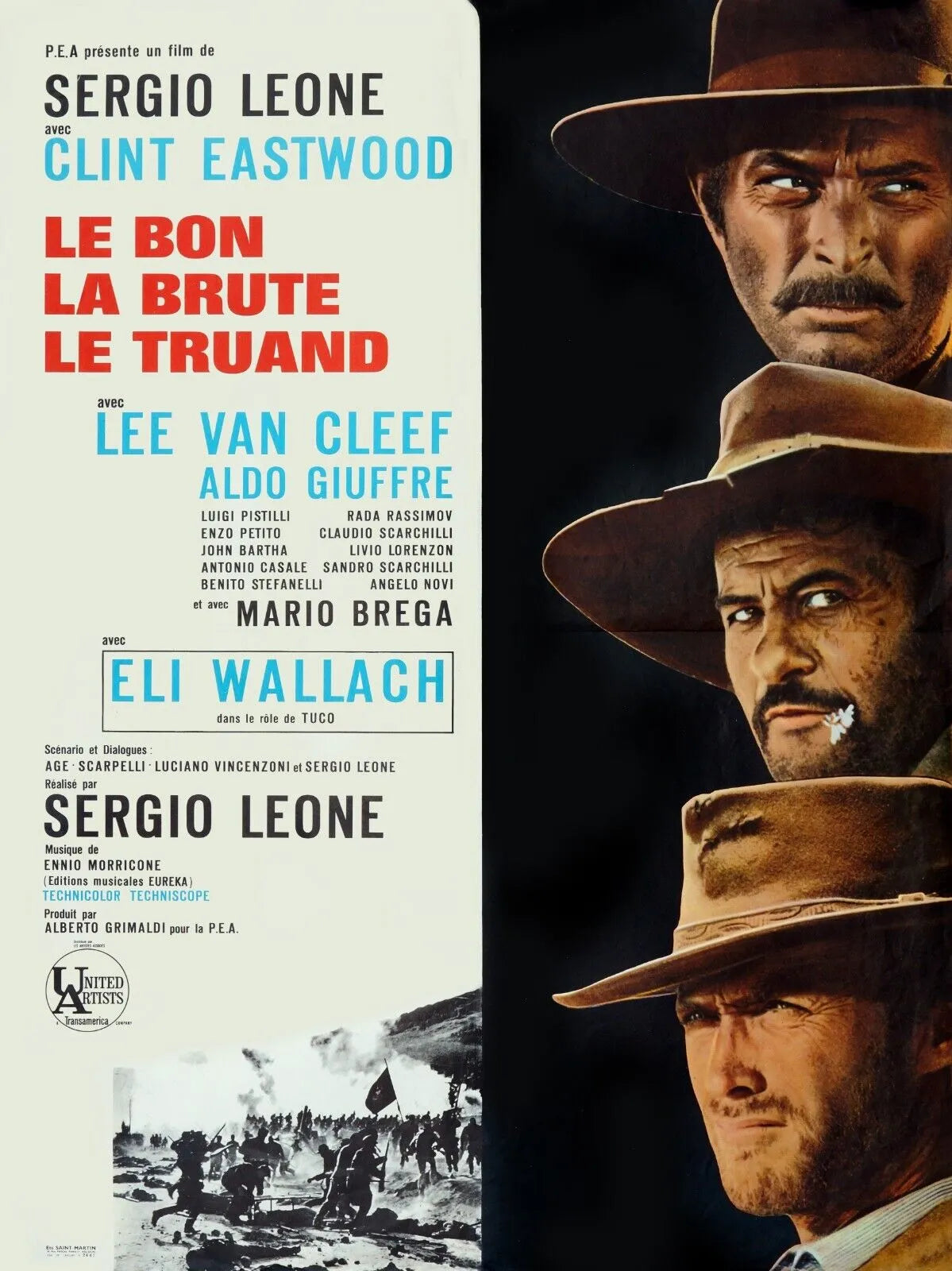 LE BON, LA BRUTE ET LE TRUAND, CLINT EASTWOOD, 1966, Repro affiche cinéma, VINTAGE, HQ
