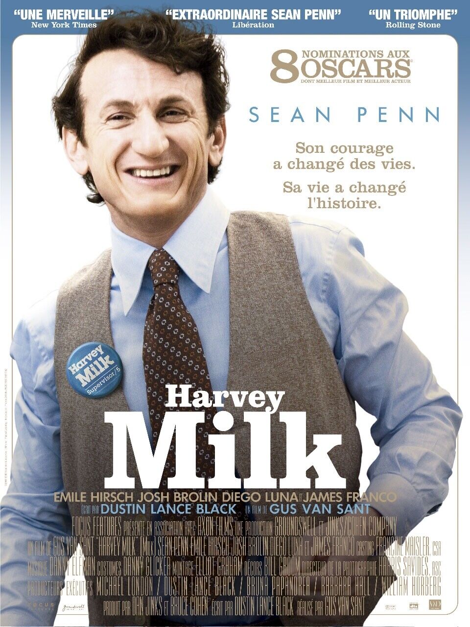 HARVEY MILK, SEAN PENN, póster de cine Repro HQ