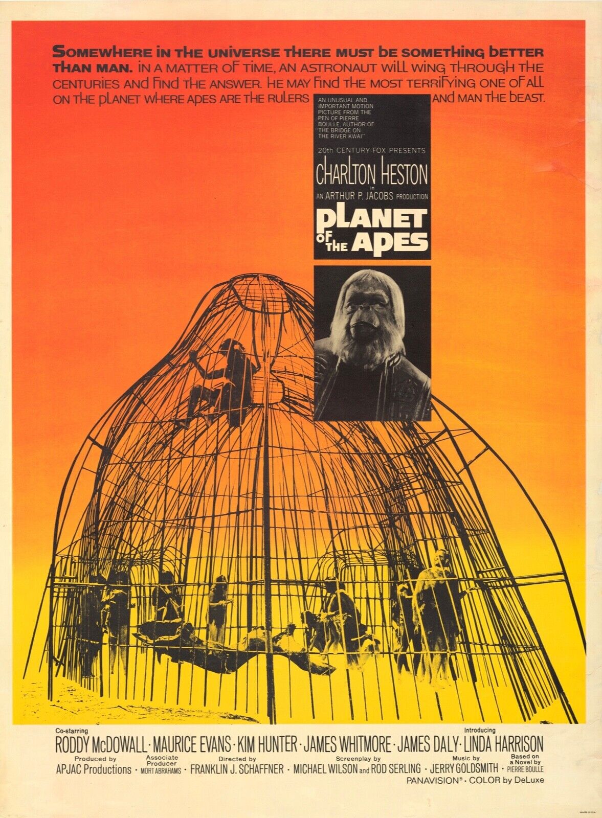 LA PLANÈTE DES SINGES, MAURICE EVANS, 1968, REPRO AFFICHE CINEMA VINTAGE, HQ