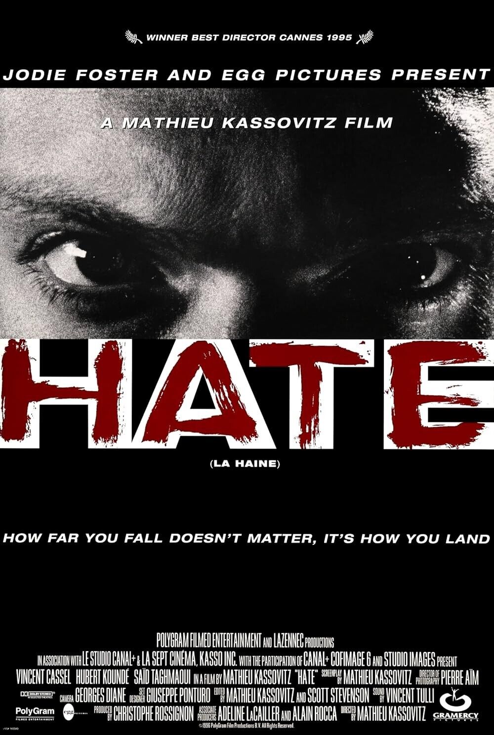 LA HAINE, VINCENT CASSEL, 1995, REPRO MOVIE POSTER, VINTAGE, HQ