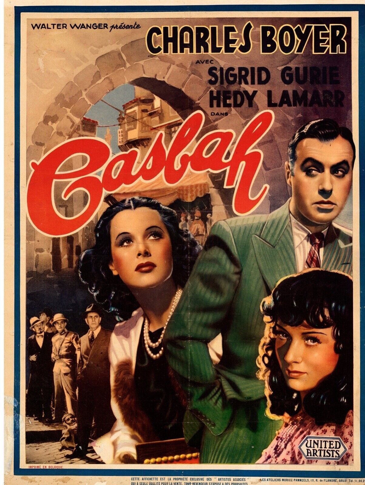 CASBAH, CHARLES BOYER, REPRO AFFICHE CINEMA VINTAGE
