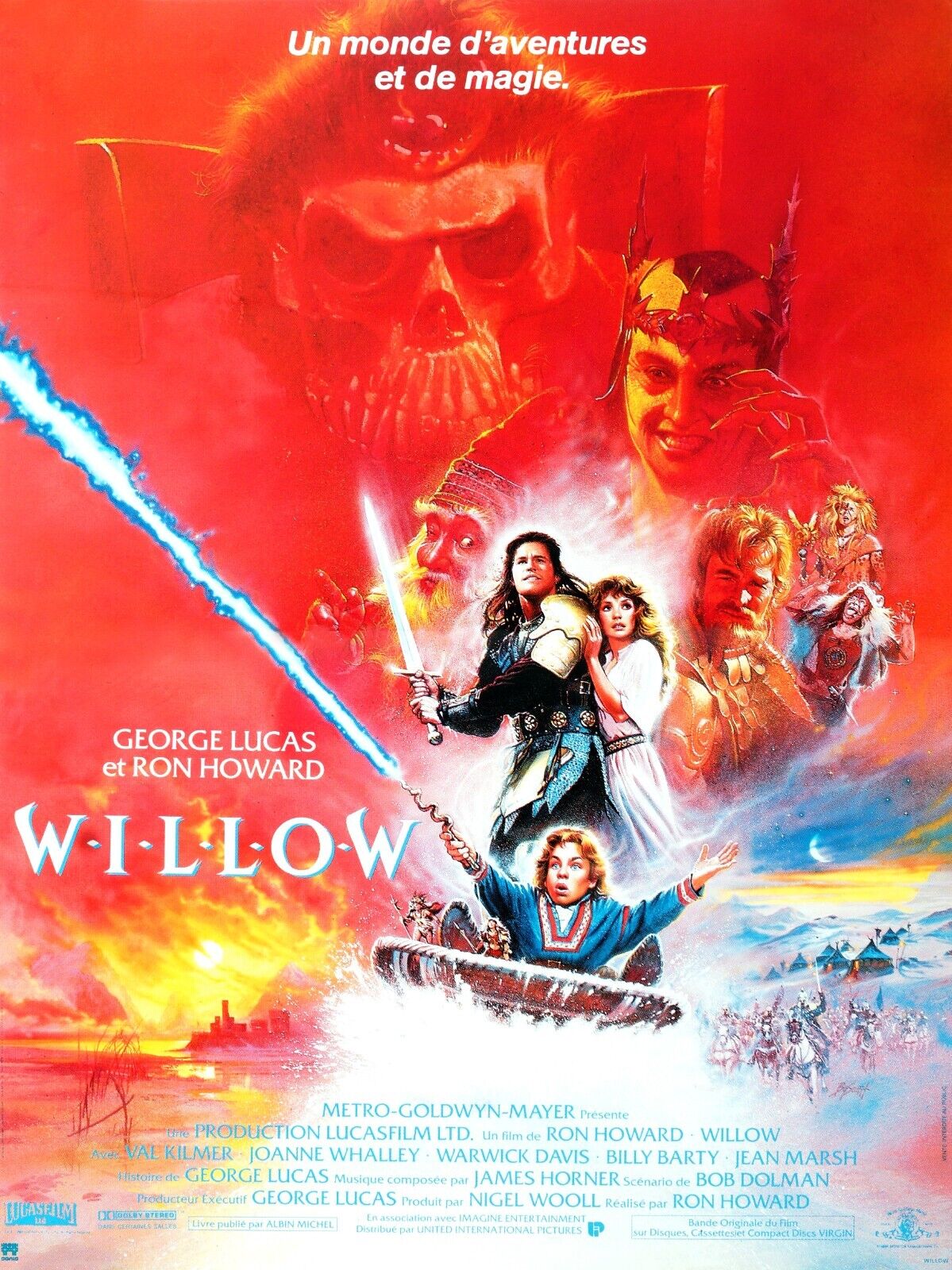 WILLOW GEORGE LUCAS, RON HOWARD, REPRO POSTER 1988 VINTAGE CINEMA HQ