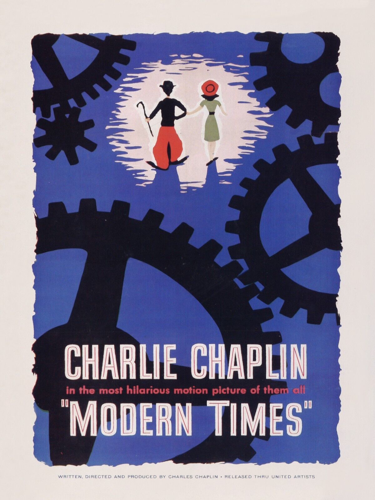TIEMPOS MODERNOS, CHARLIE CHAPLIN, 1936, REPRODUCCIÓN DE CARTEL DE CINE CLÁSICO, HQ