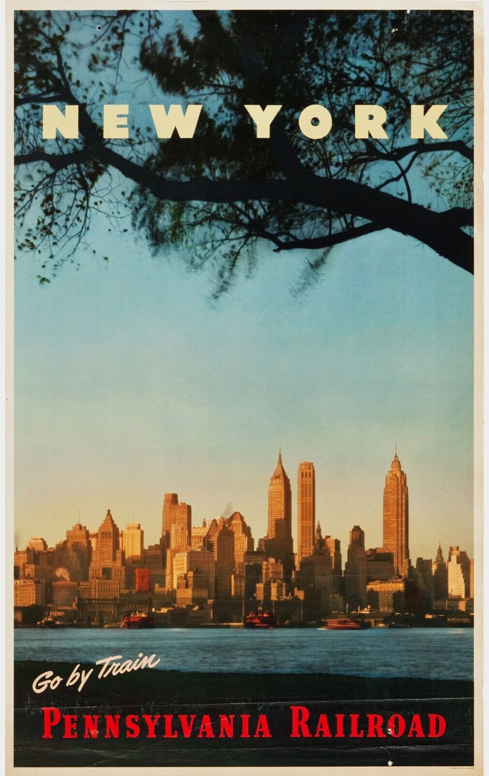NEW YORK, PENNSYLVANIA, TRAIN-REPRO, REPRO VINTAGE CINEMA POSTER, HQ