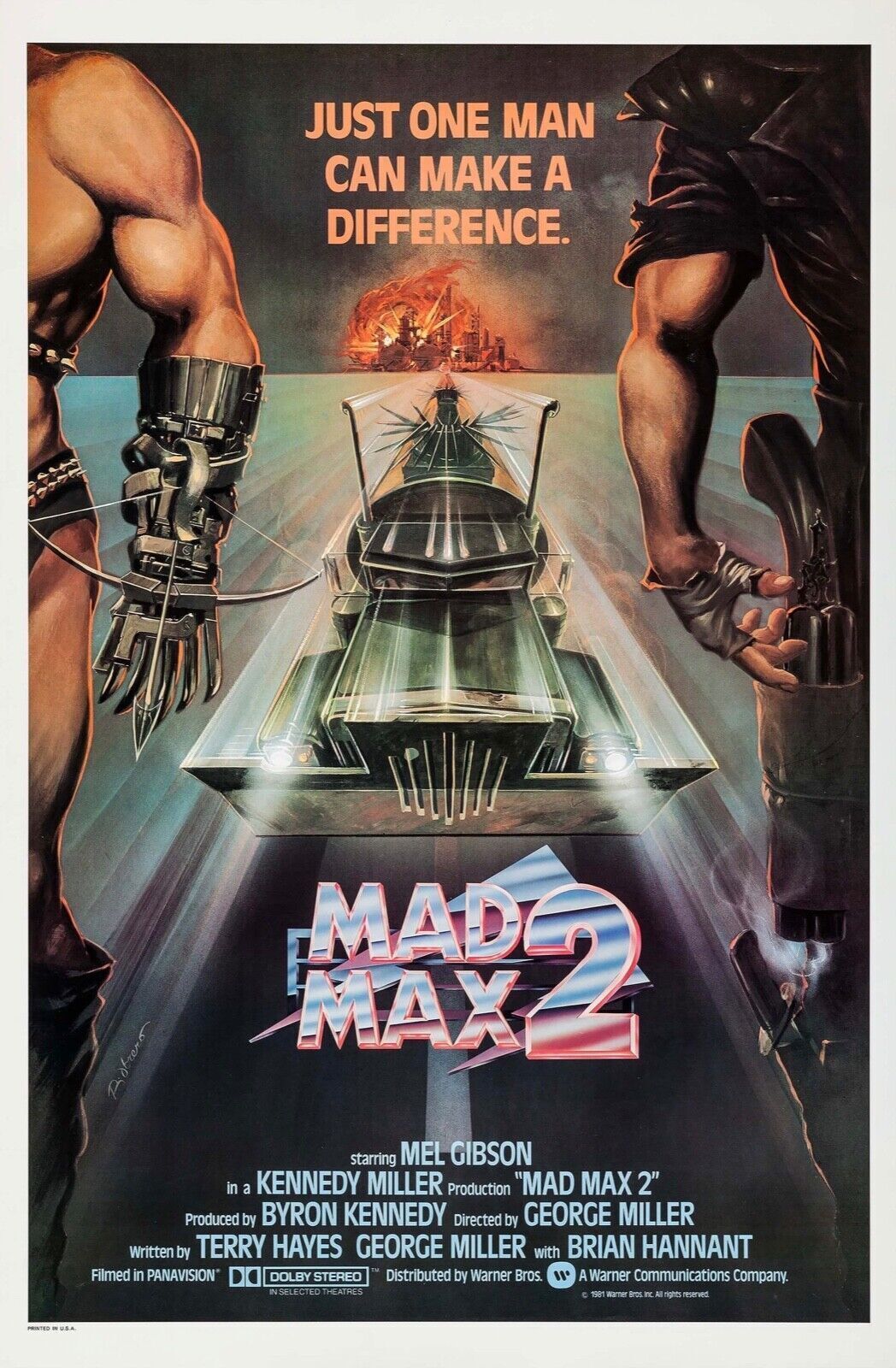 MAD MAX 2, MEL GIBSON, 1985, REPRO AFFICHE CINEMA VINTAGE, HQ