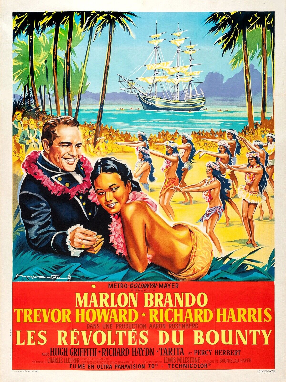 LES RÉVOLTÉS DU BOUNTY, MARLON BRANDO, 1962, Repro affiche cinéma, VINTAGE, HQ
