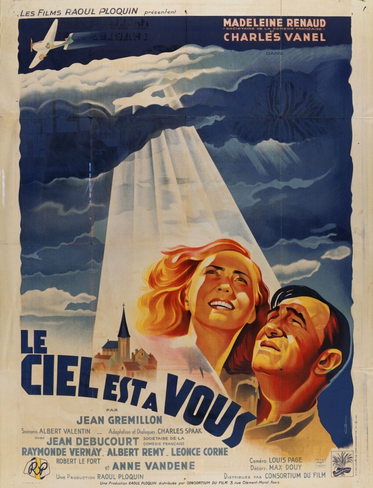 LE CIEL EST À VOUS, CHARLES VANEL, 1944, repro affiche cinéma VINTAGE, HQ