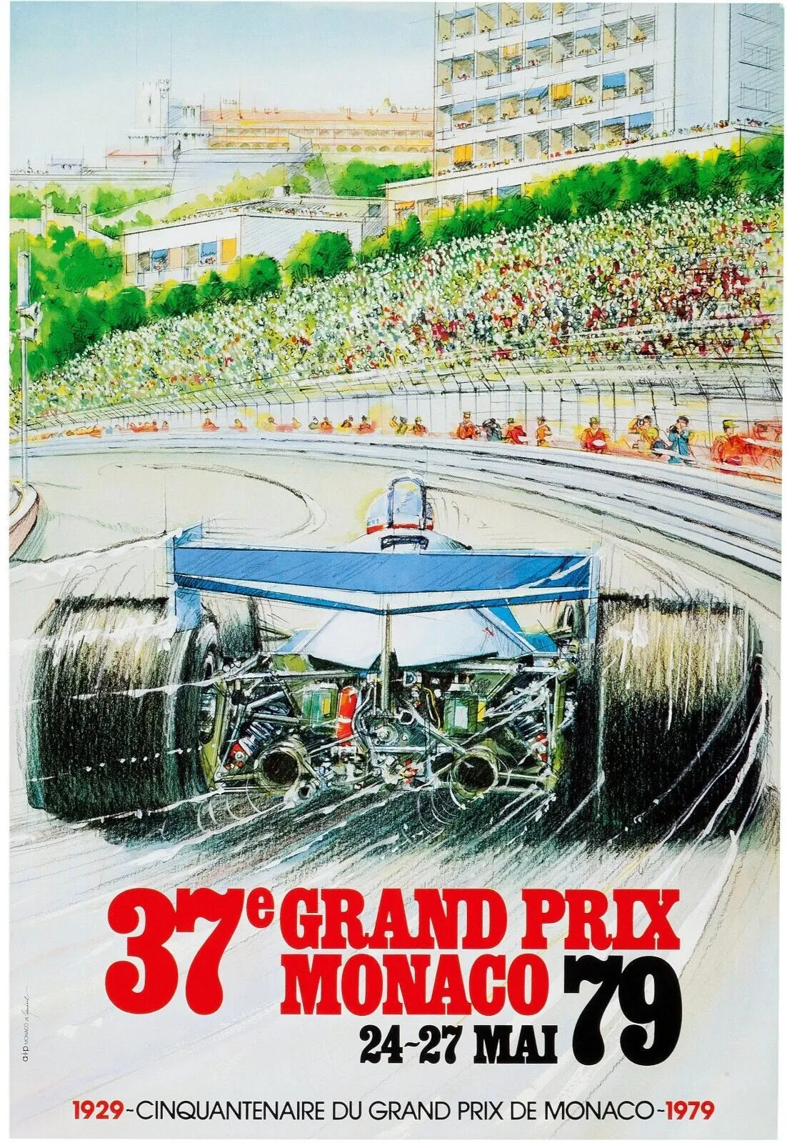 REPRODUCCIÓN DE CARTEL PUBLICITARIO DEPORTIVO VINTAGE HQ DEL GRAN PREMIO DE MÓNACO DE F1