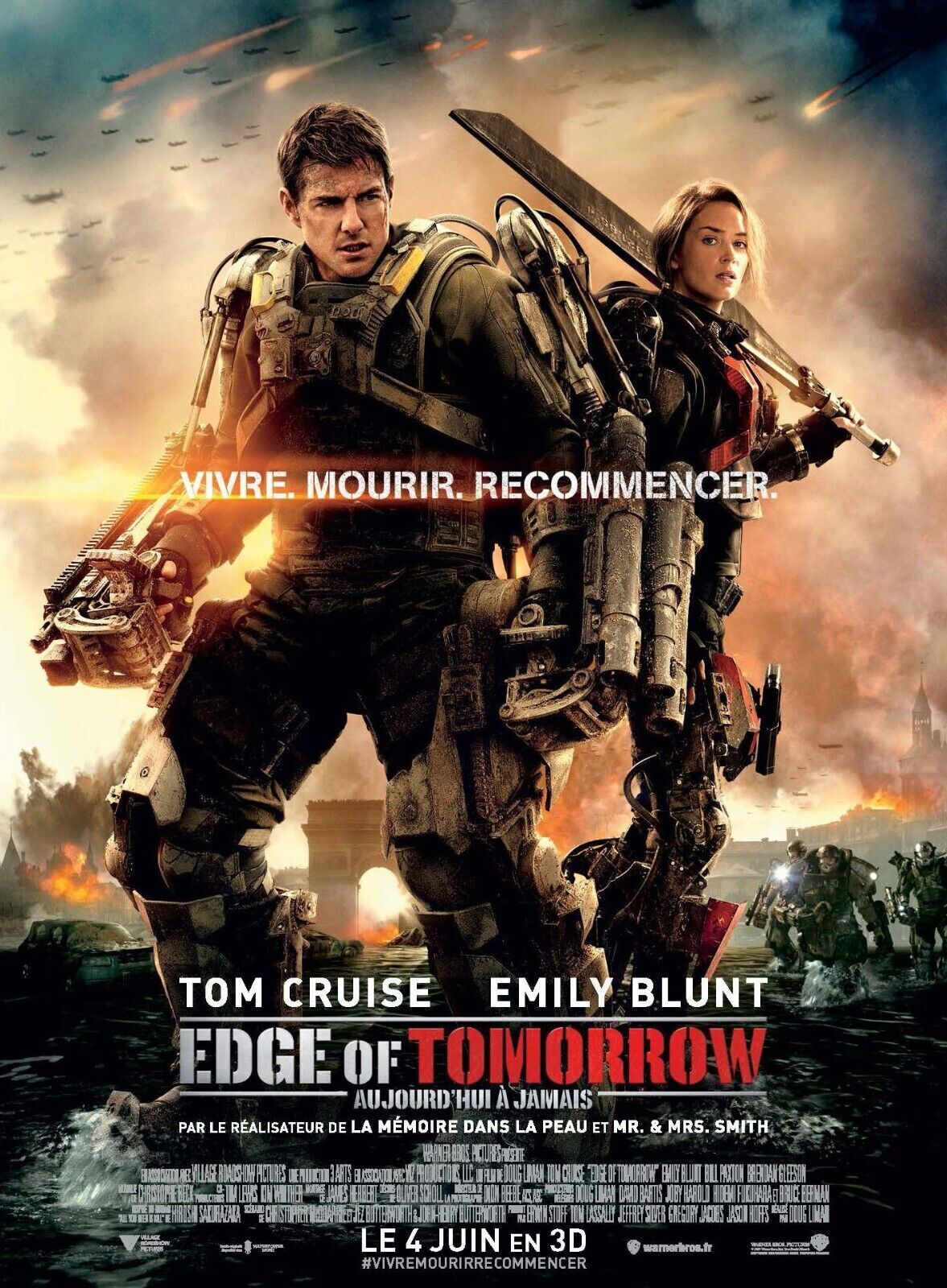 EDGE OF TOMORROW, TOM CRUISE, 2014, REPRO MOVIE POSTER, VINTAGE, HQ