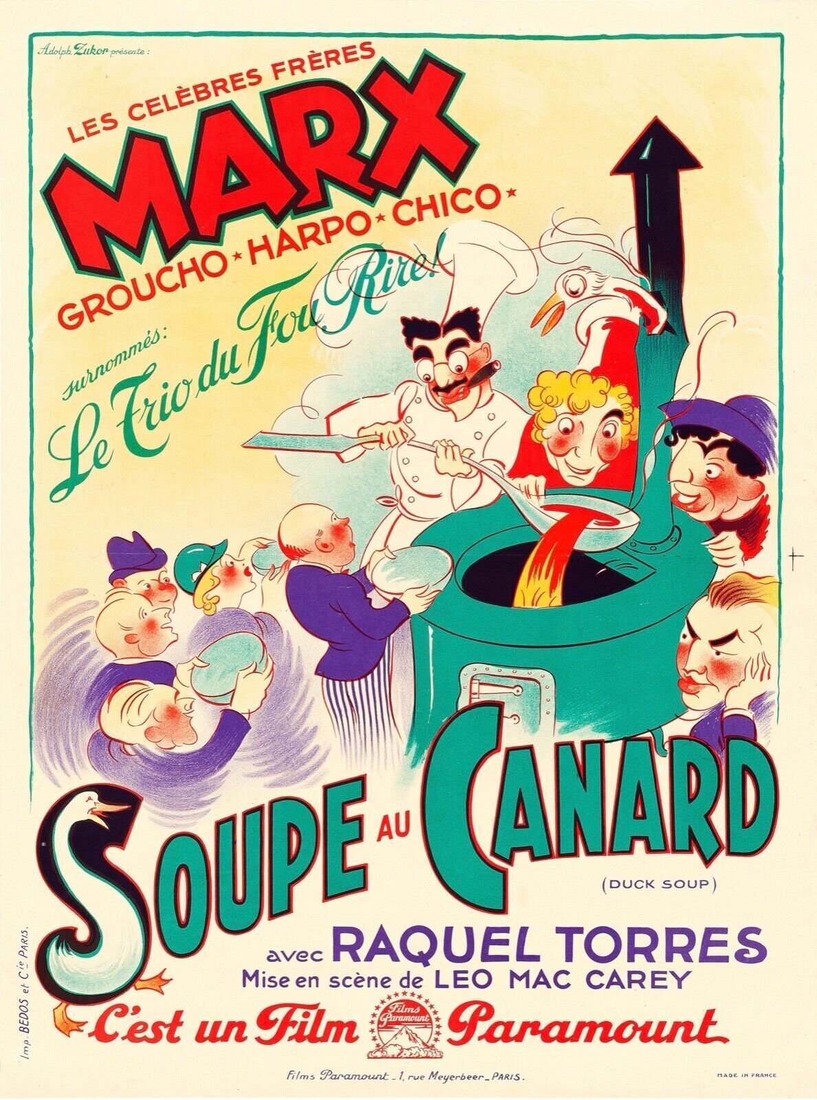 SOUPE AU CANARD, FRERES MARX, 1933, REPRO AFFICHE CINEMA VINTAGE, HQ
