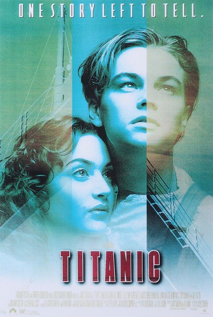 TITANIC, KATE WINSLET, LEONARDO DI CAPRIO, 1998, CARTEL DE CINE REPRO, HQ