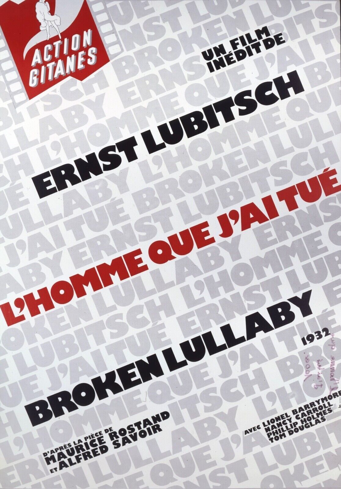 L'HOMME QUE J'AI TUÉ, ERNEST LUBITSCH, MOVIE POSTER HQ