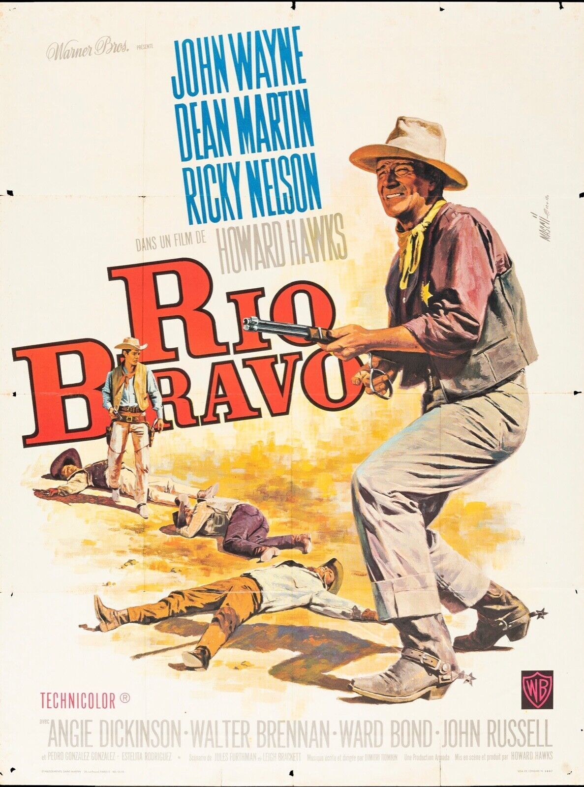RÍO BRAVO, JOHN WAYNE, 1959, CARTEL DE REPRO CINEMA HQ