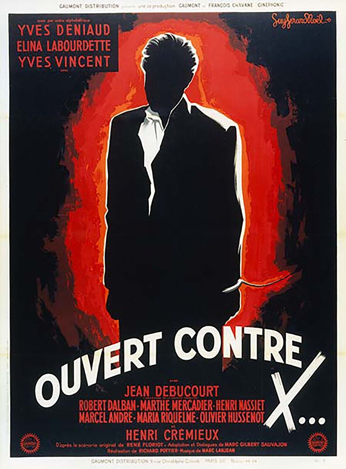 OUVERT CONTRE X, YVES DENIAUD, 1952, Repro affiche de cinema VINTAGE, HQ