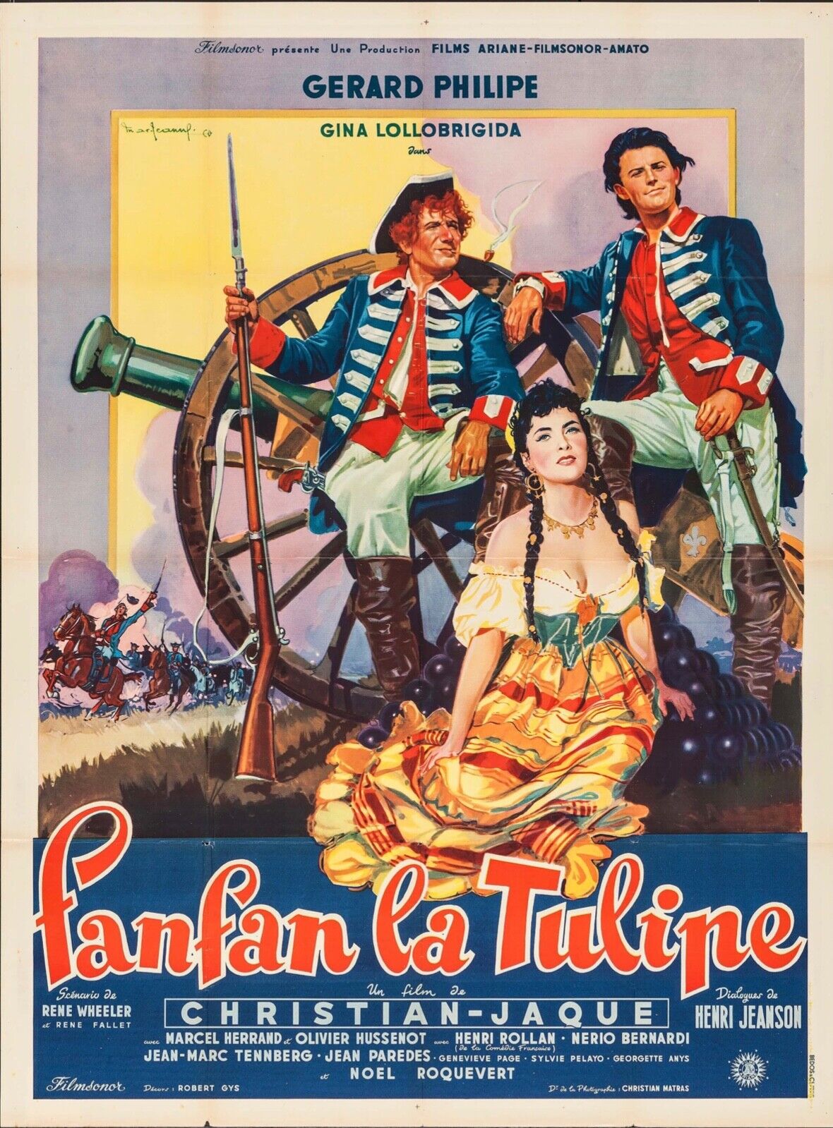 FANFAN LA TULIPE, GERARD PHILIPE, CARTEL DE CINE REPRO, HQ