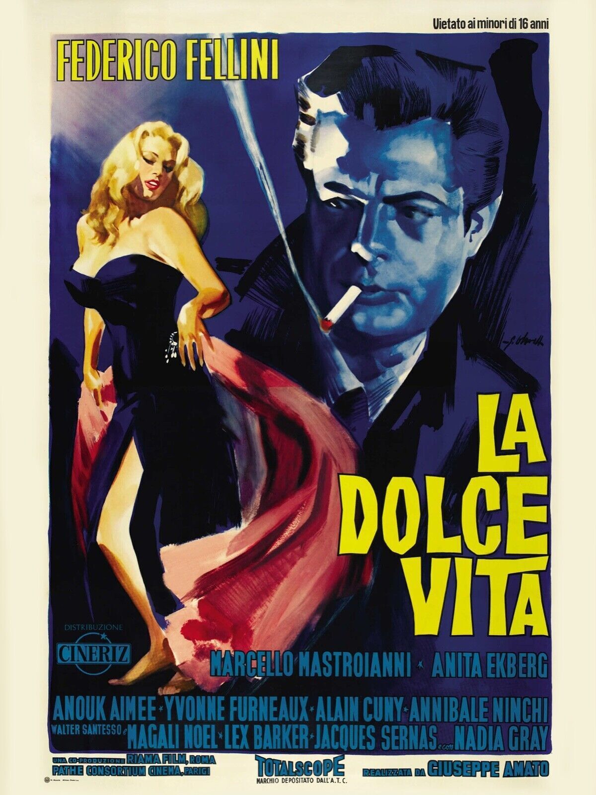 LA DOUCEUR DE VIVRE, LA DOLCE VITA,  FEDERICO FELLINI, 1960, Repro affiche de cinéma, VINTAGE, HQ