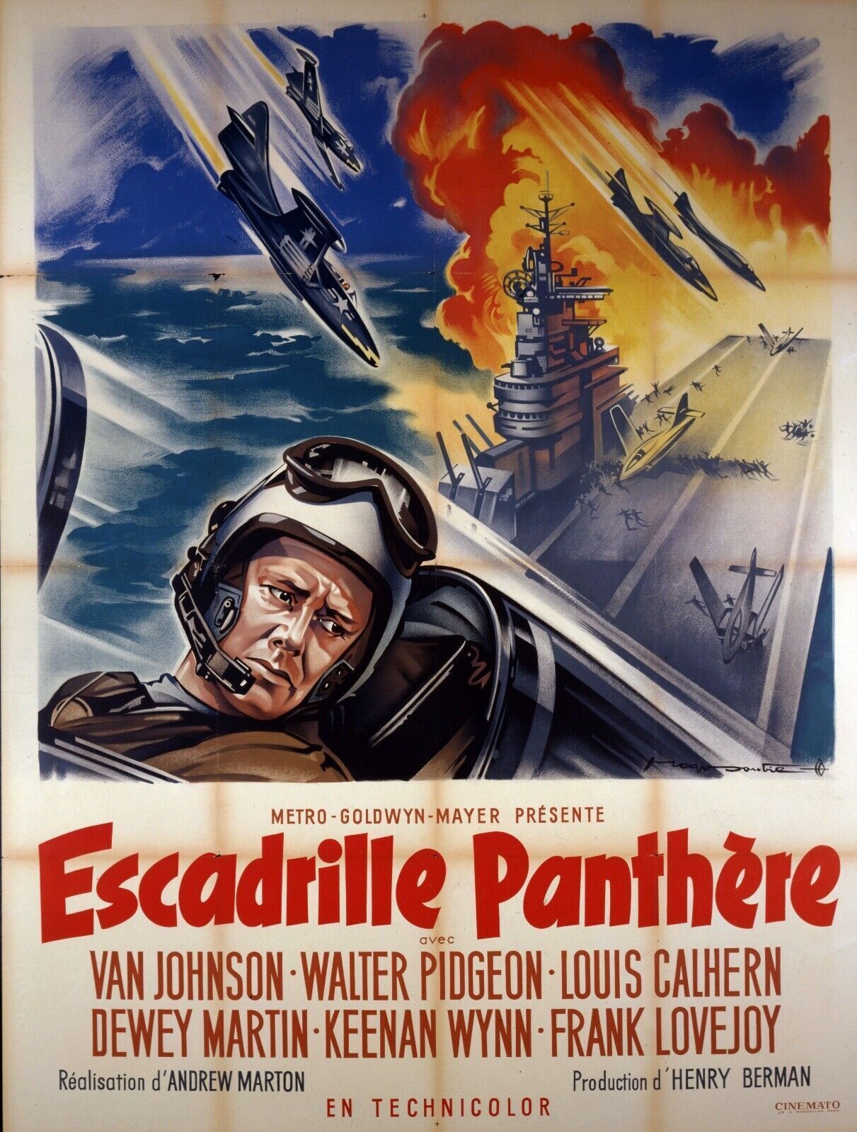 ESCADRILLE PANTHÈRE, VAN JOHNSON, 1954, REPRO MOVIE POSTER, VINTAGE, HQ