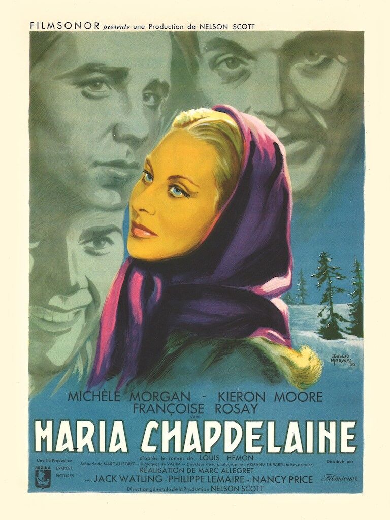 MARIA CHAPDELAINE, MICHÈLE MORGAN, 1950, Repro Affiche Cinéma, VINTAGE,HQ