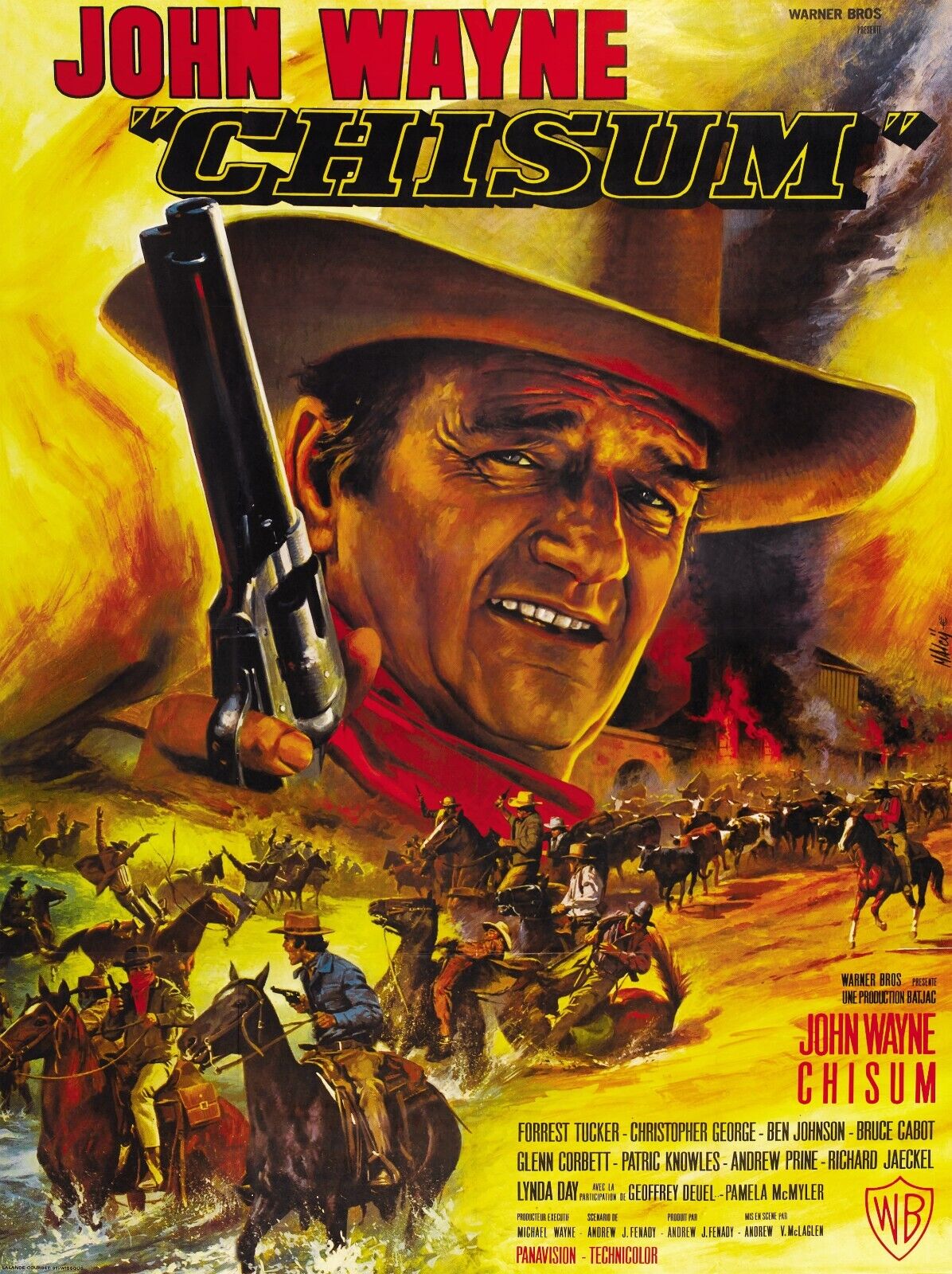 CHISUM, JOHN WAYNE, REPRODUCCIÓN DE CARTEL DE CINE VINTAGE, WESTERN, HQ