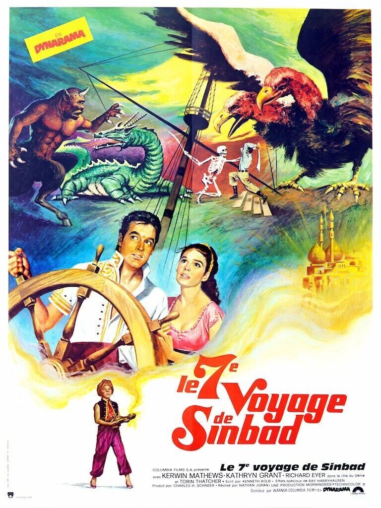 THE 7TH VOYAGE OF SINBAD, NATHAN JURAN, 1958, cinema poster reproduction, VINTAGE, HQ