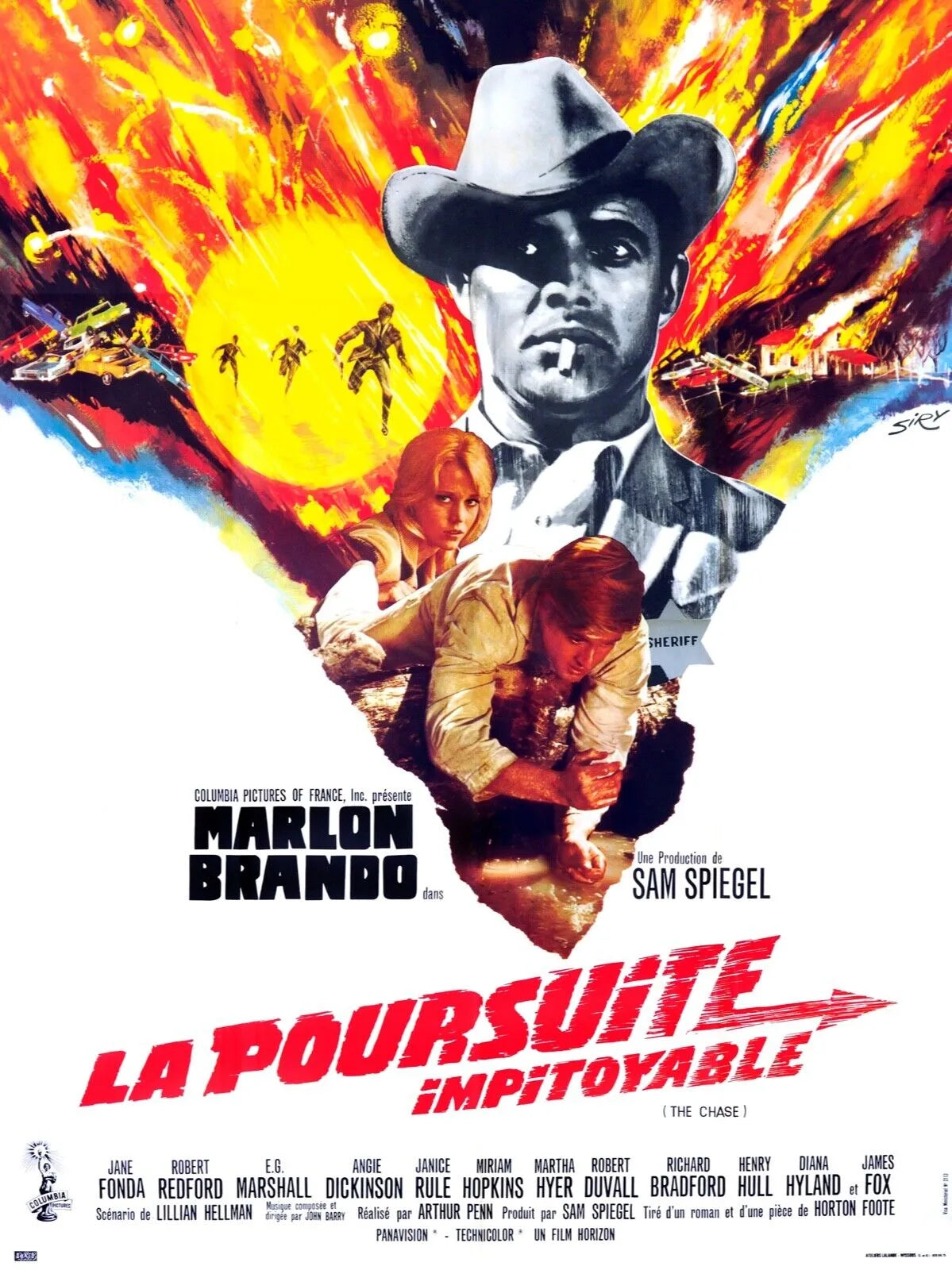 LA POURSUITE IMPITOYABLE, MARLON BRANDO, 1966, REPRO AFFICHE CINÉMA VINTAGE, HQ