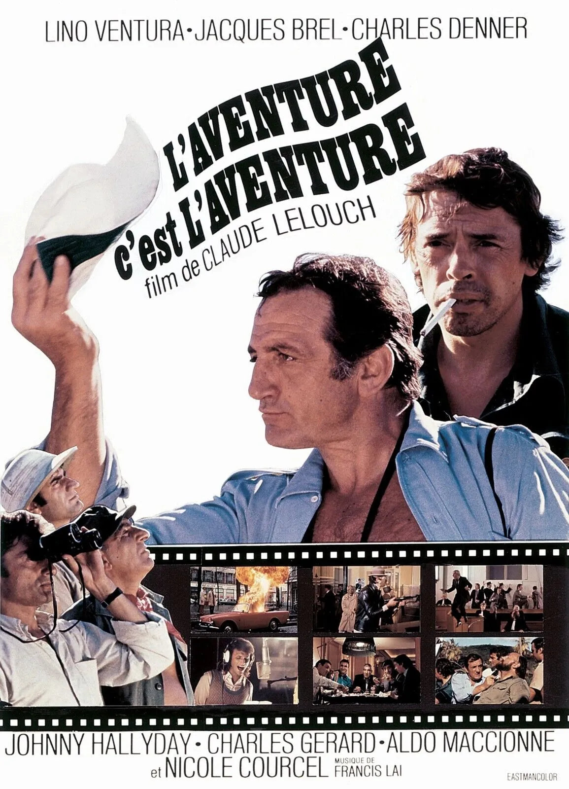 L’AVENTURE C’EST L’AVENTURE, LINO VENTURA, 1972, REPRO MOVIE POSTER, VINTAGE, HQ