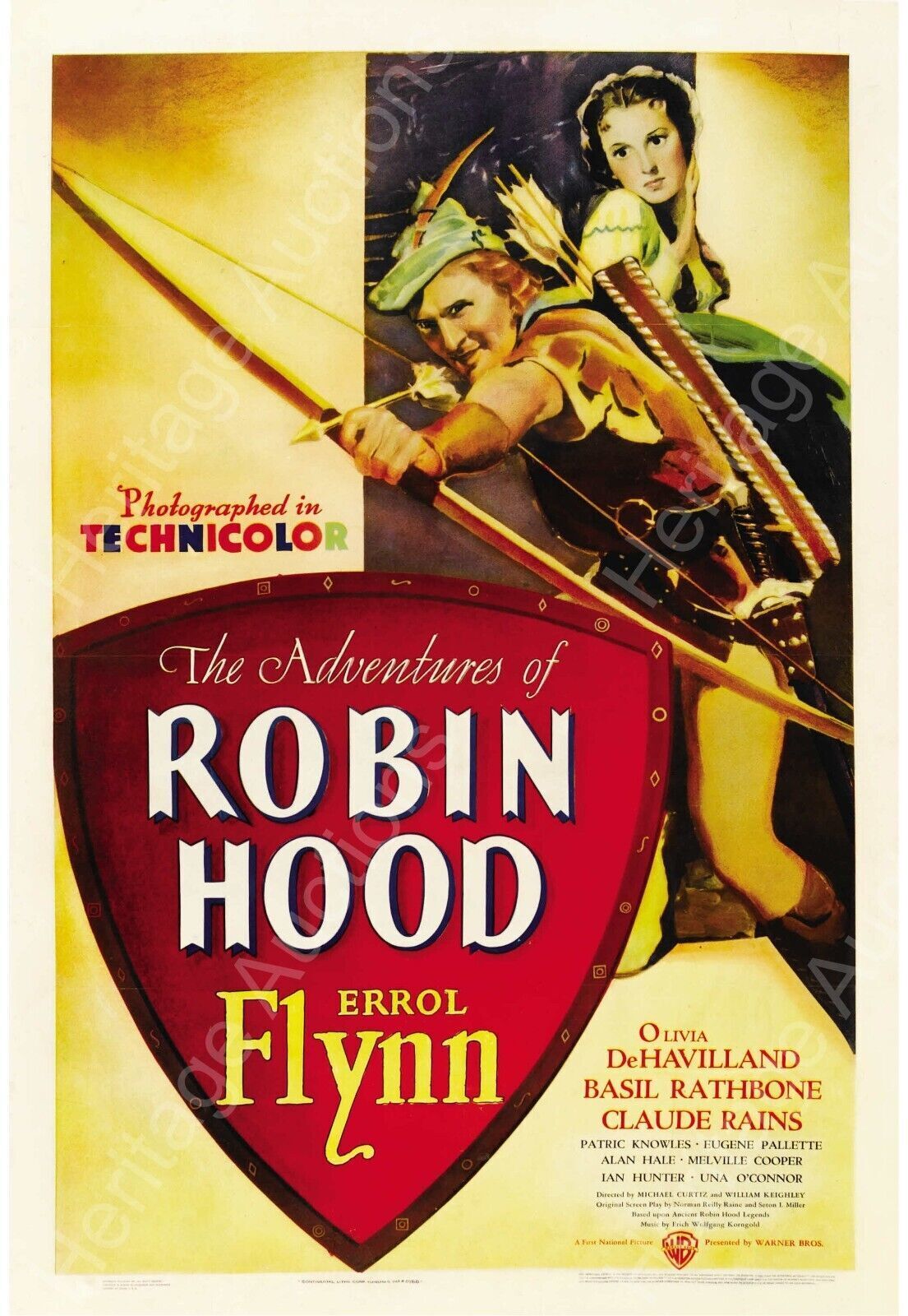 LES AVENTURES DE ROBIN DES BOIS, ERROL FLYNN, 1938, Repro affiche cinéma HQ.
