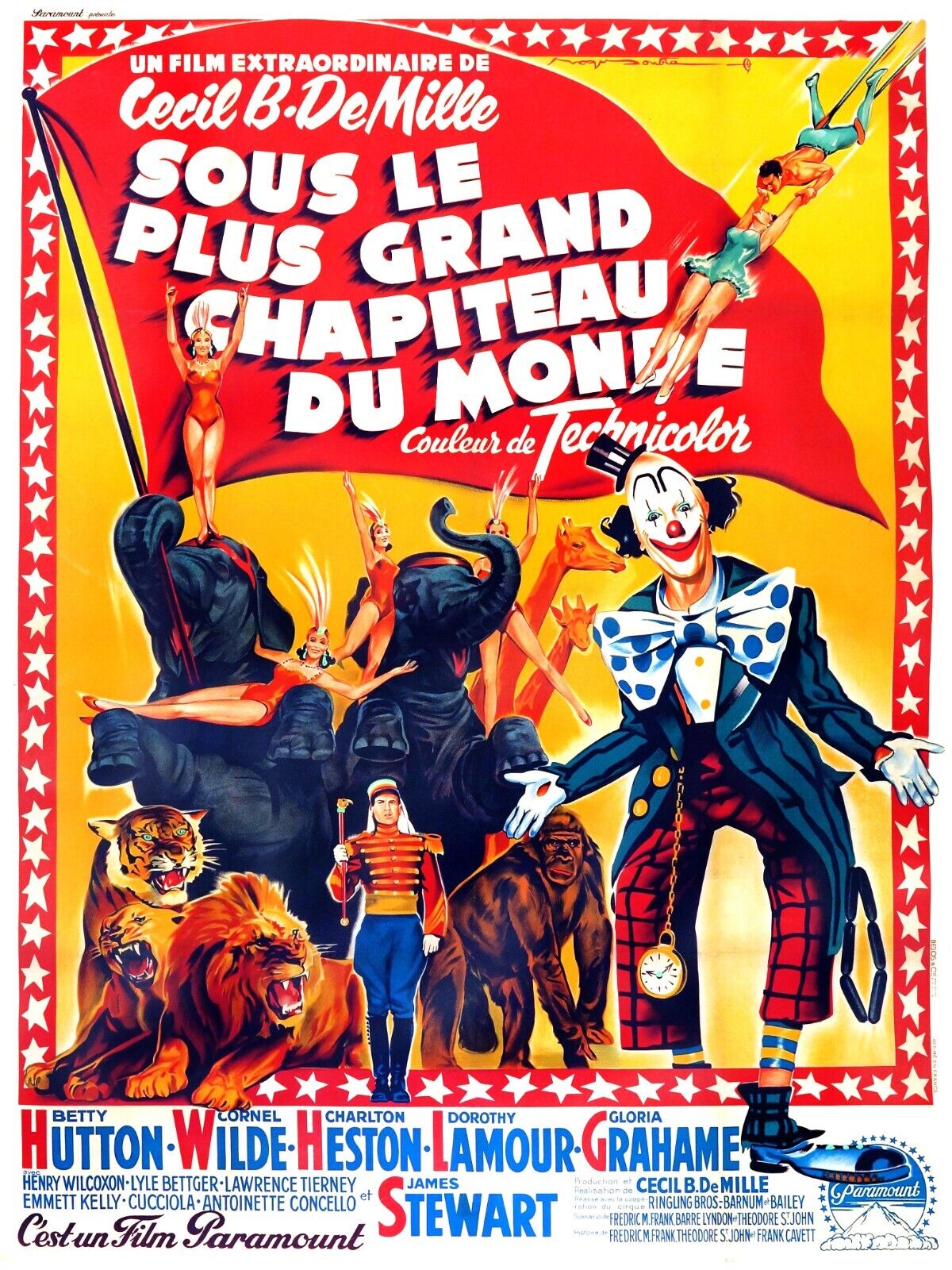 SOUS LE PLUS GRAND CHAPITEAU DU MONDE, BETTY HUTTON,  1952, REPRO AFFICHE CINEMA VINTAGE