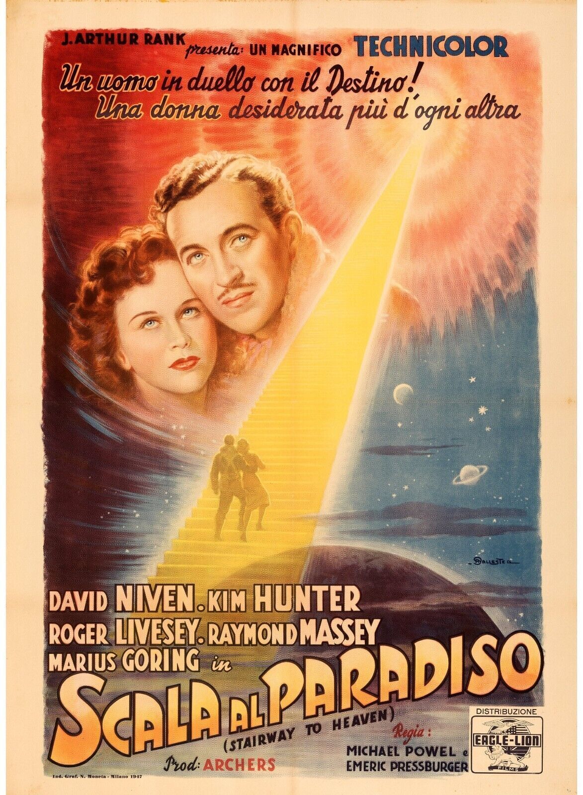 UNA CUESTIÓN DE VIDA O MUERTE, KIM HUNTER, DAVID NIVEN, 1946, reproducción de póster de cine de alta calidad