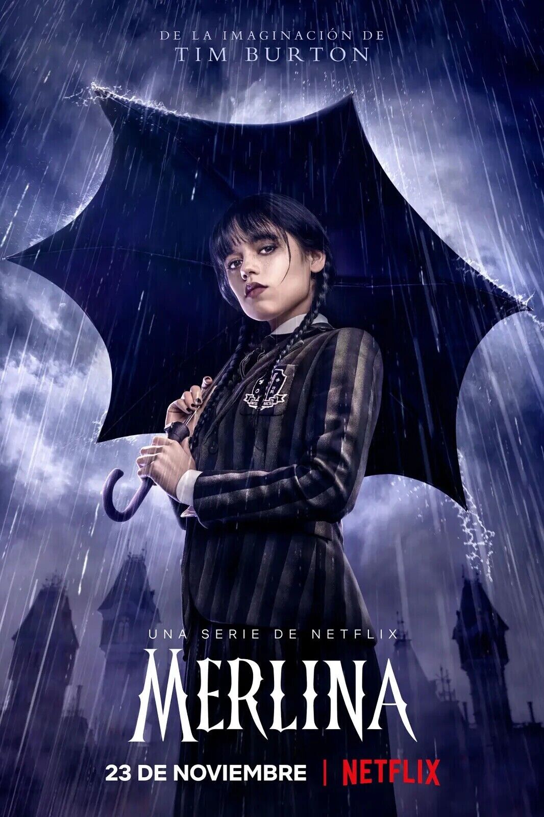 WEDNESDAY – MERCREDI, TIM BURTON, JENNA ORTEGA, 2022, REPRO AFFICHE DE SÉRIE VINTAGE, HQ