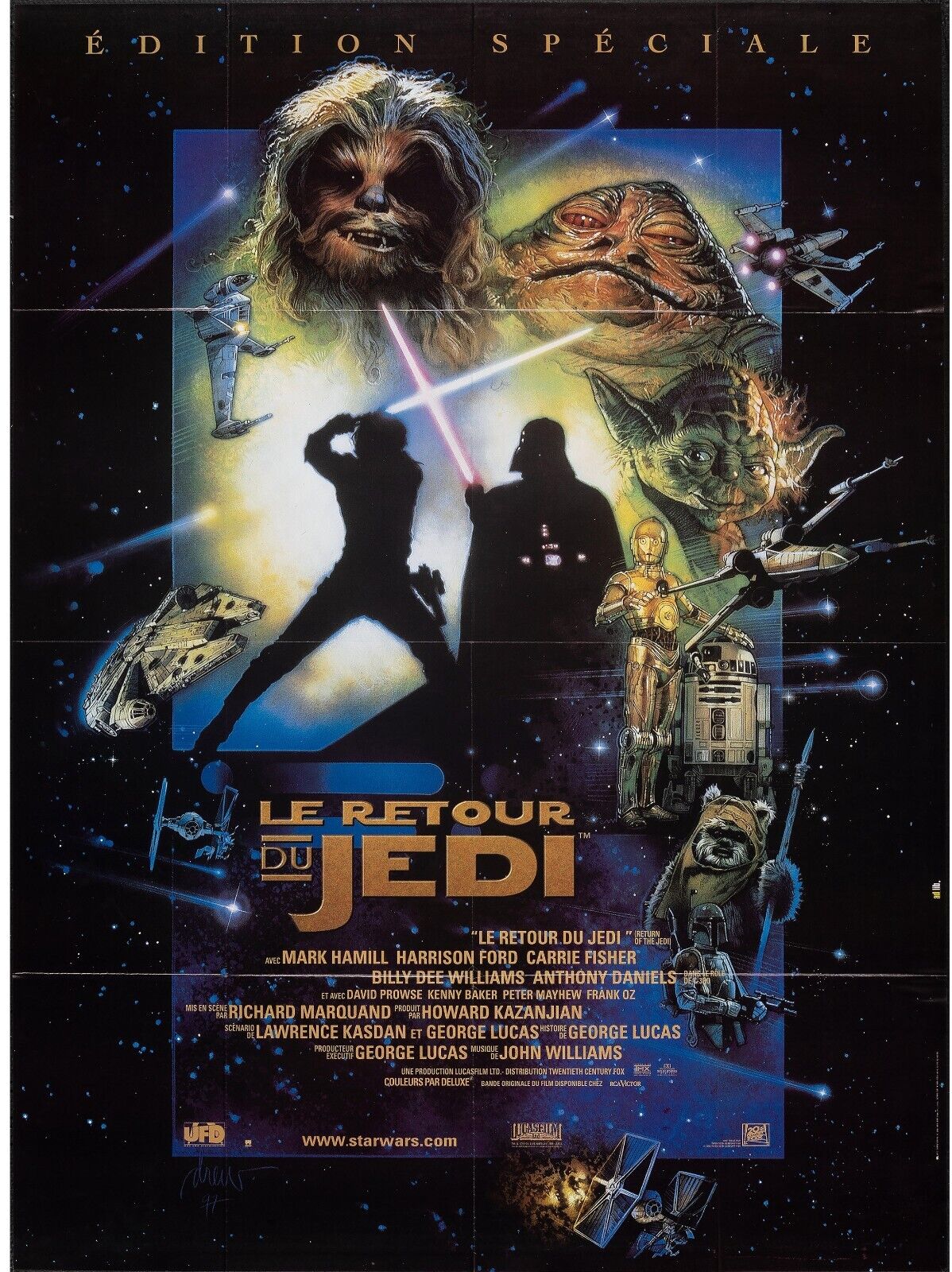 LE RETOUR DU JEDI (STAR WARS: RETURN OF THE JEDI), LA GUERRE DES ÉTOILES, MARK HAMILL, 1983, Repro affiche cinéma VINTAGE, HQ