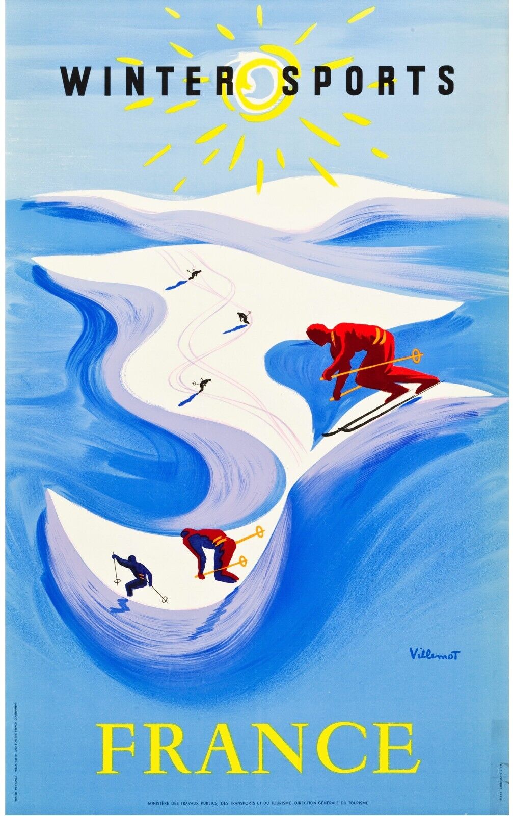 SPORT D'HIVER, FRANCE, REPRO AFFICHE VOYAGE SPORT SKI, HQ