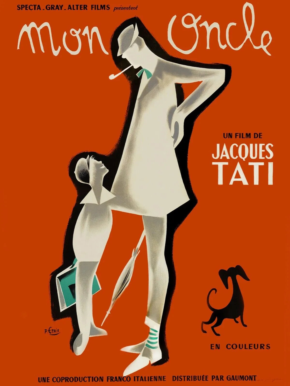 MY UNCLE, JACQUES TATI, 1958, REPRO VINTAGE CINEMA POSTER, HQ
