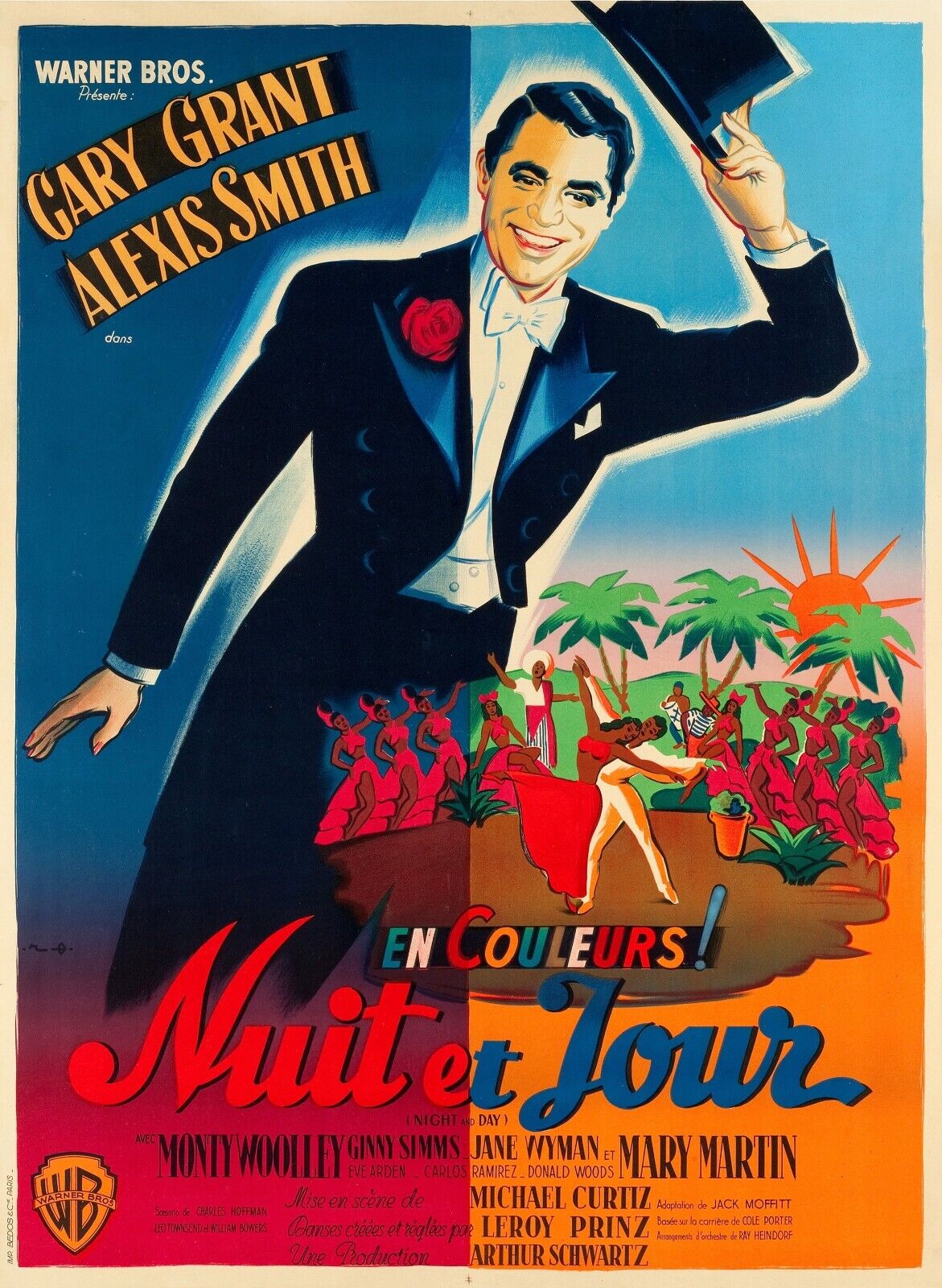 NUIT ET JOUR, CARY GRANT, 1946, Repro affiche de cinema vintage, VINTAGE, HQ