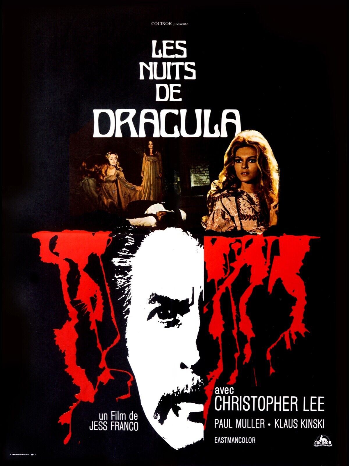 LES NUITS DE DRACULA, CHRISTOPHER LEE, 1970, REPRO AFFICHE CINÉMA VINTAGE, HQ
