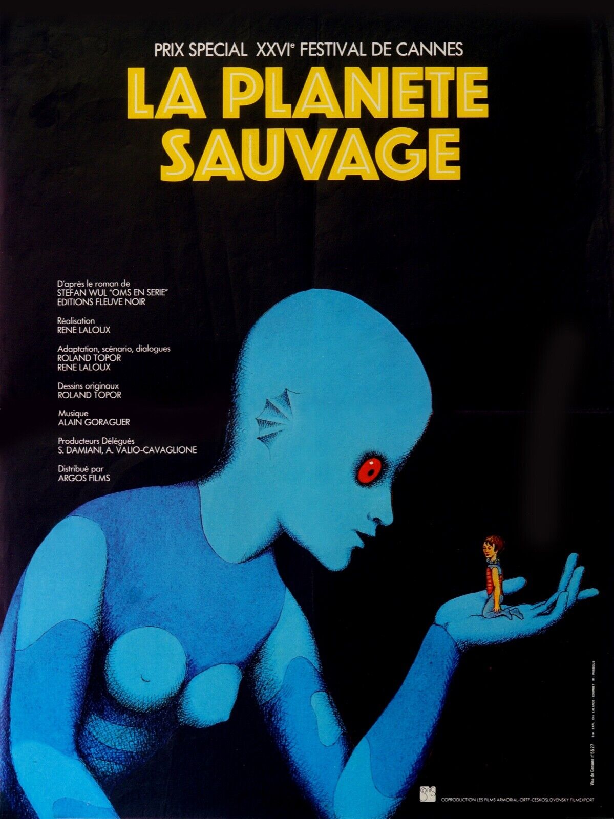 LA PLANÈTE SAUVAGE, RENÉ LALOUX, 1973, FESTIVAL DE CANNES, Repro affiche cinéma VINTAGE, HQ