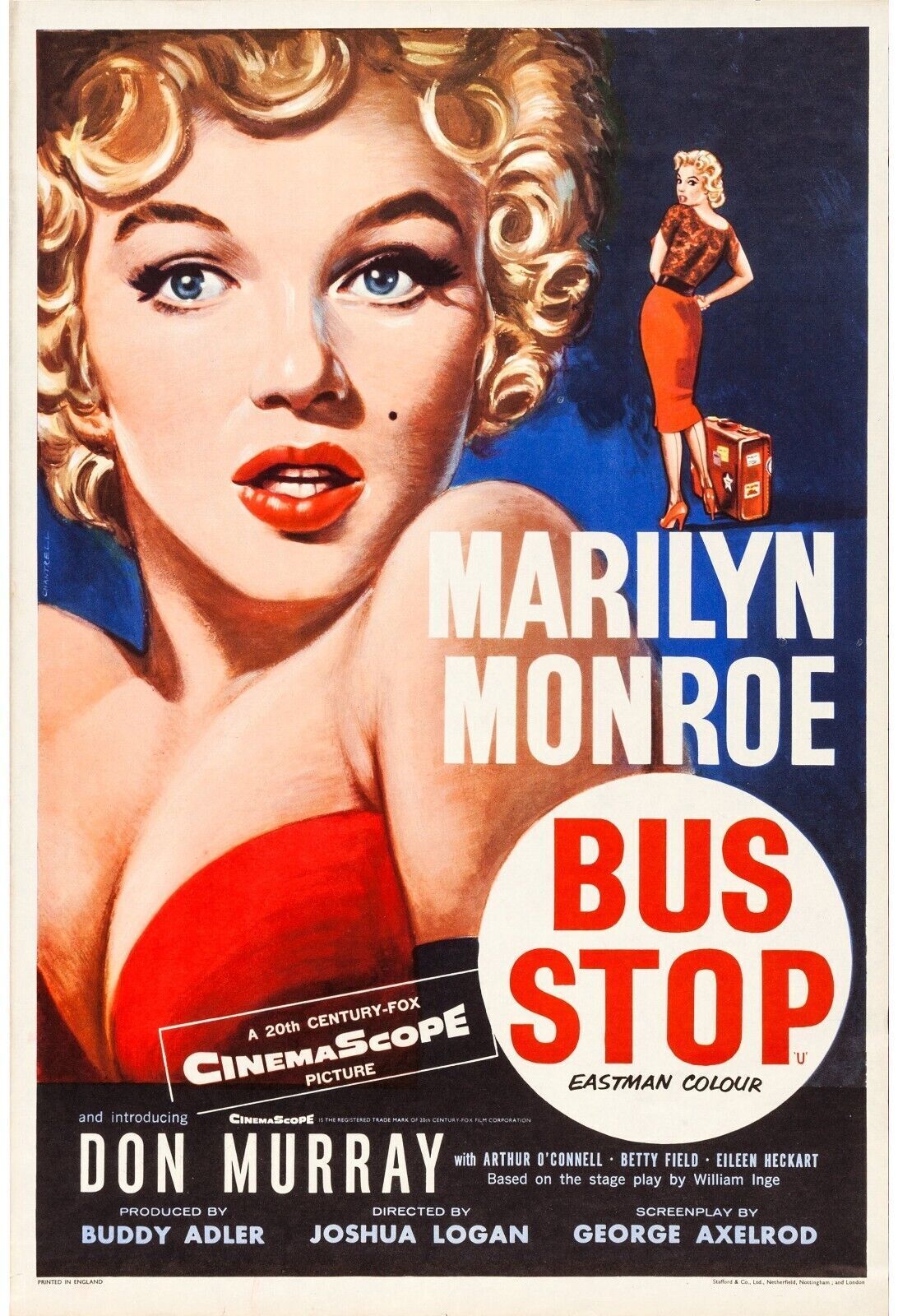ARRÊT D’AUTOBUS, MARILYN MONROE, 1956, REPRO MOVIE POSTER, VINTAGE, HQ