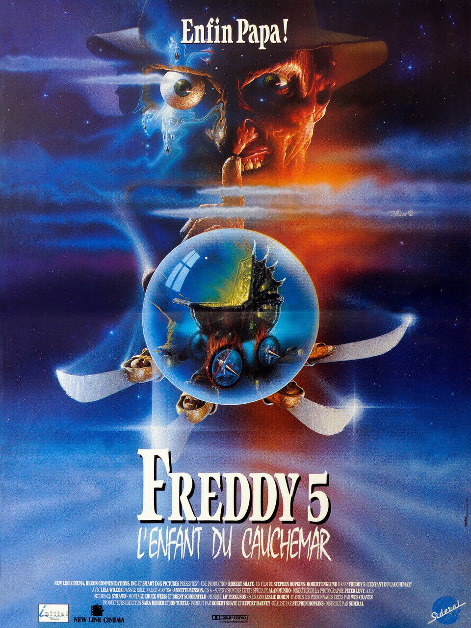 FREDDY 5 : L’ENFANT DU CAUCHEMAR, ROBERT ENGLUND, 1989, REPRO AFFICHE CINÉMA VINTAGE