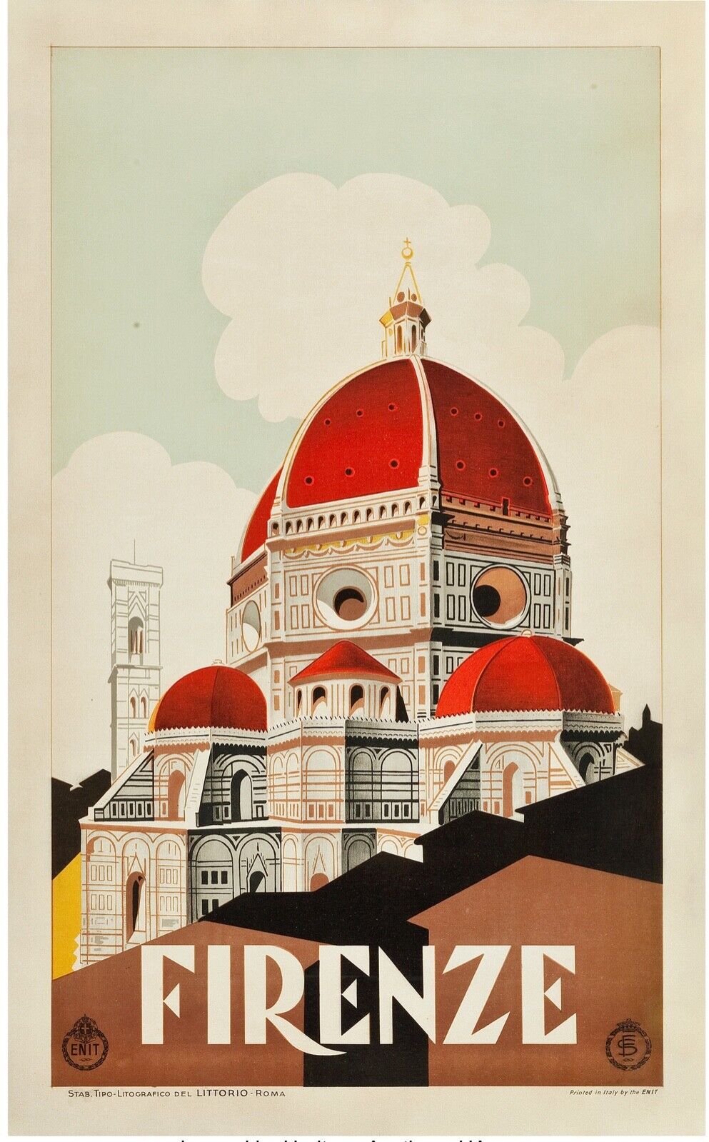 FLORENCE (DUOMO), FIRENZE, ITALIE - REPRO AFFICHE VINTAGE VOYAGE HQ