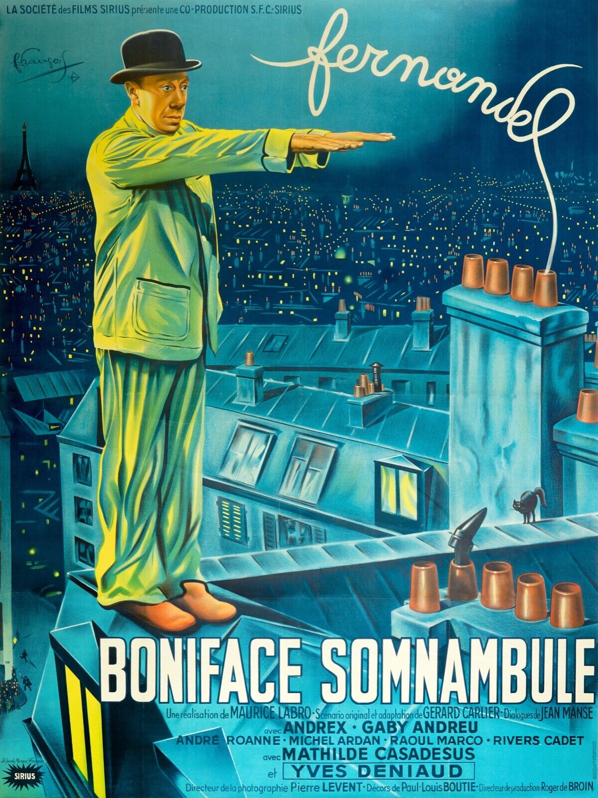 BONIFACE SOMNAMBULE, FERNANDEL Repro affiche CINÉMA VINTAGE