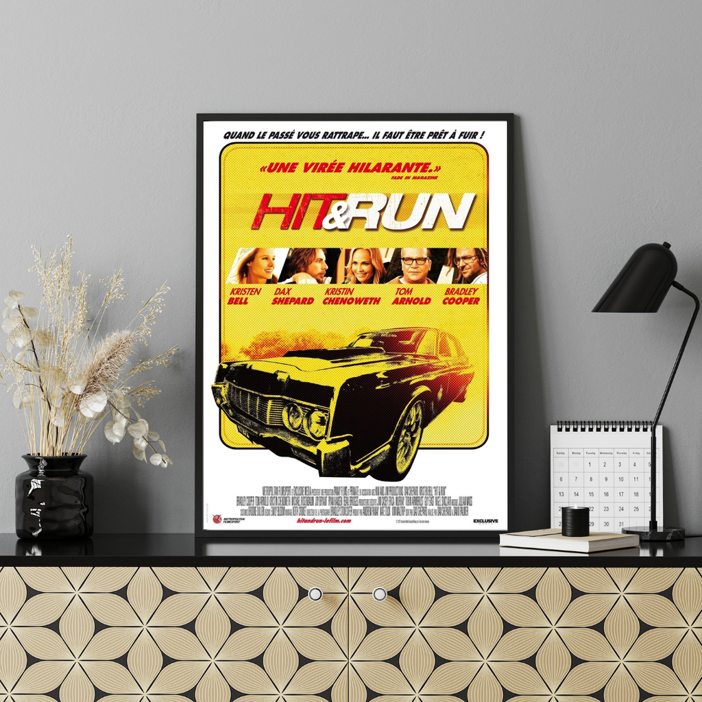 HIT AND RUN, KRISTEN BELL, 2012, REPRO MOVIE POSTER, VINTAGE, HQ.