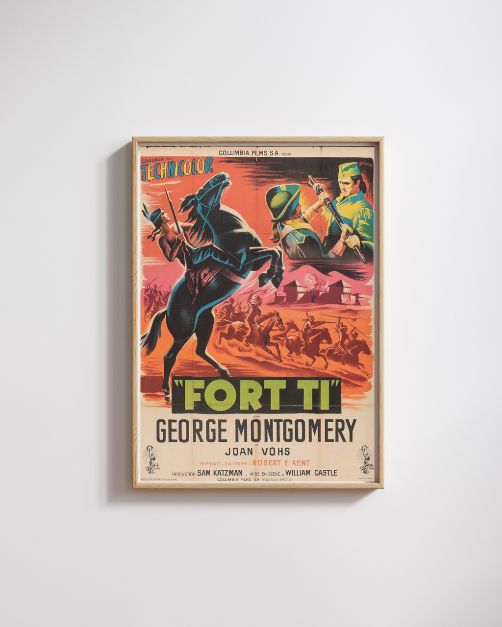 FORT TI, 1953, GEORGE MONTGOMERY, REPRO AFFICHE CINEMA VINTAGE HQ