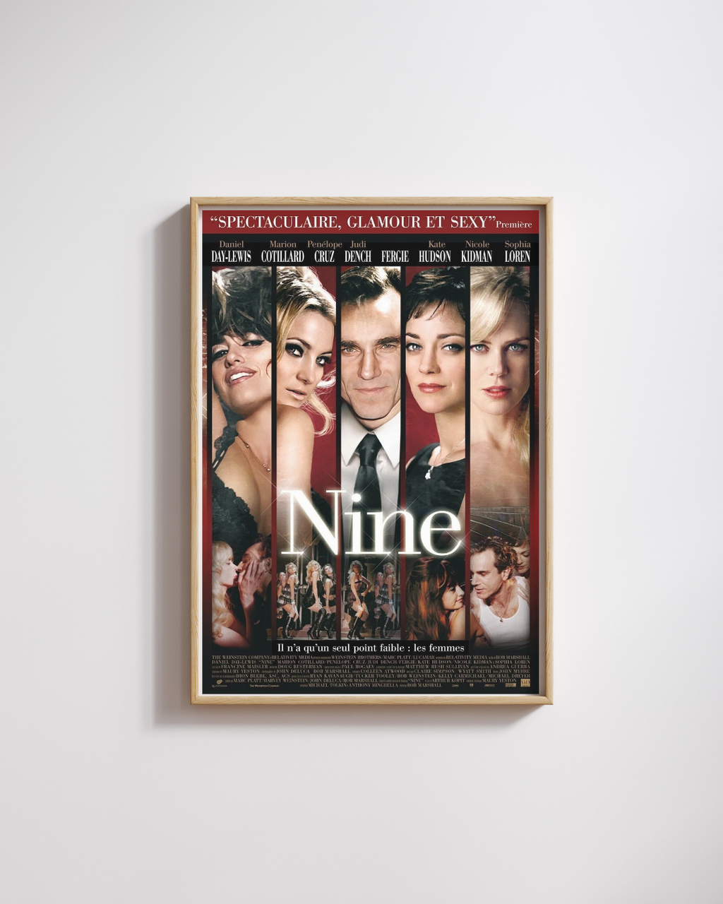 NUEVE, MARION COTILLARD, PENÉLOPE CRUZ, REPRODUCCIÓN DE CARTEL DE CINE VINTAGE, HQ