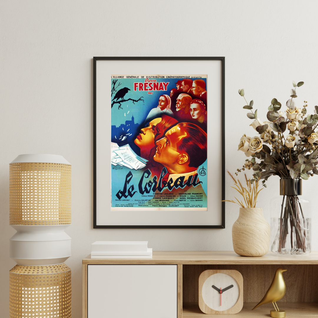 LE CORBEAU, PIERRE FRESNAY, 1943, REPRO AFFICHE CINÉMA VINTAGE, HQ