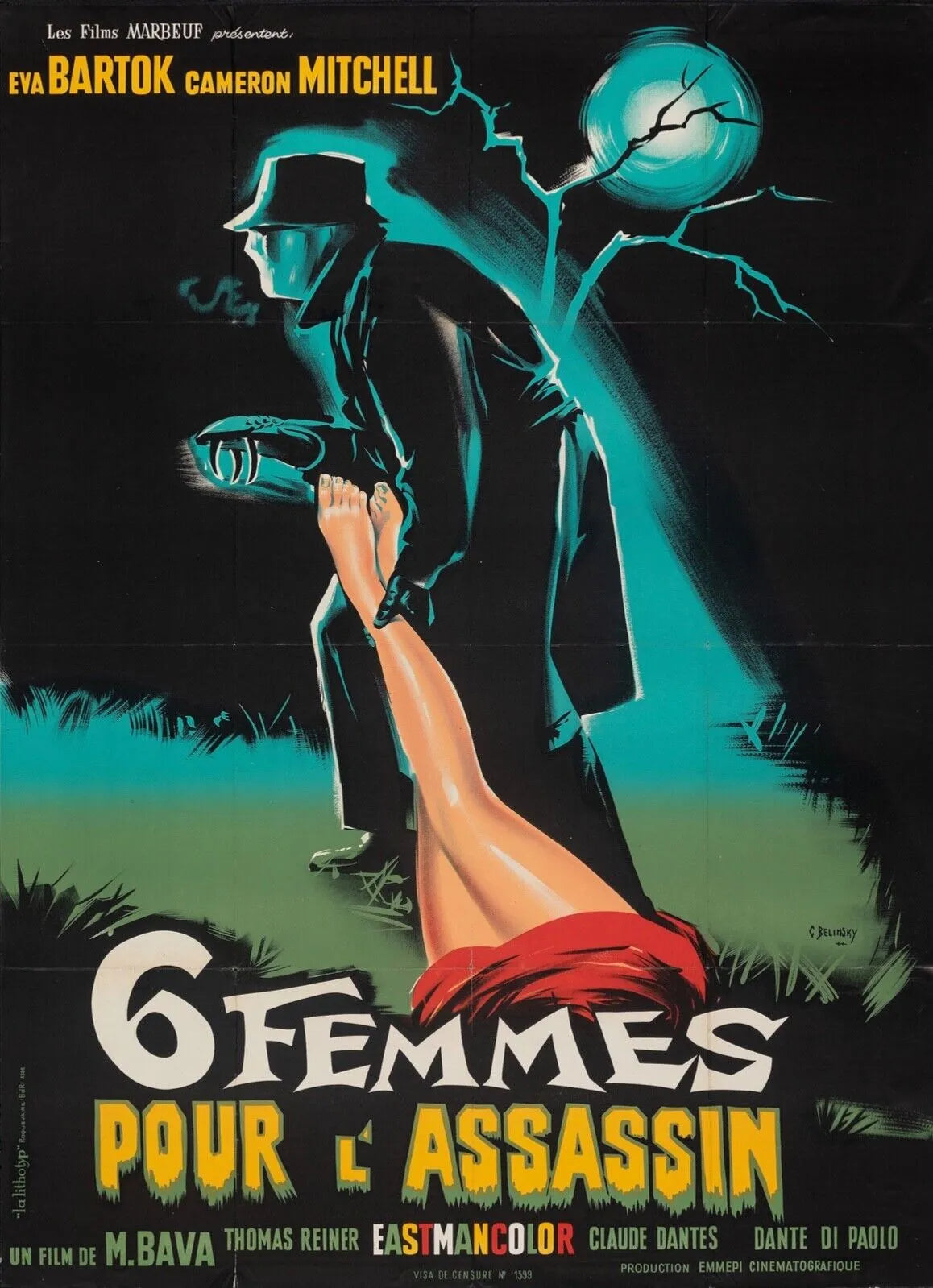 6 FEMMES POUR L'ASSASSIN, EVA BARTOK, 1964, REPRO AFFICHE CINEMA, VINTAGE, HQ