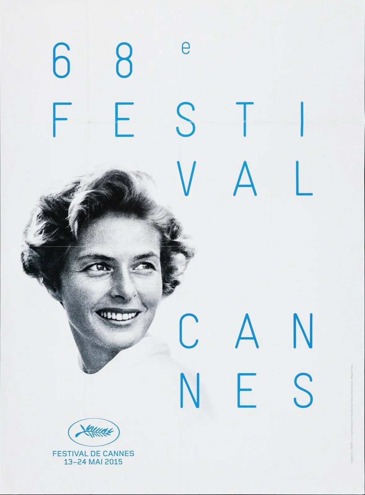 68E FESTIVAL DE CANNES, INGRID BERGMAN, 2015, REPRO MOVIE POSTER, VINTAGE, HQ