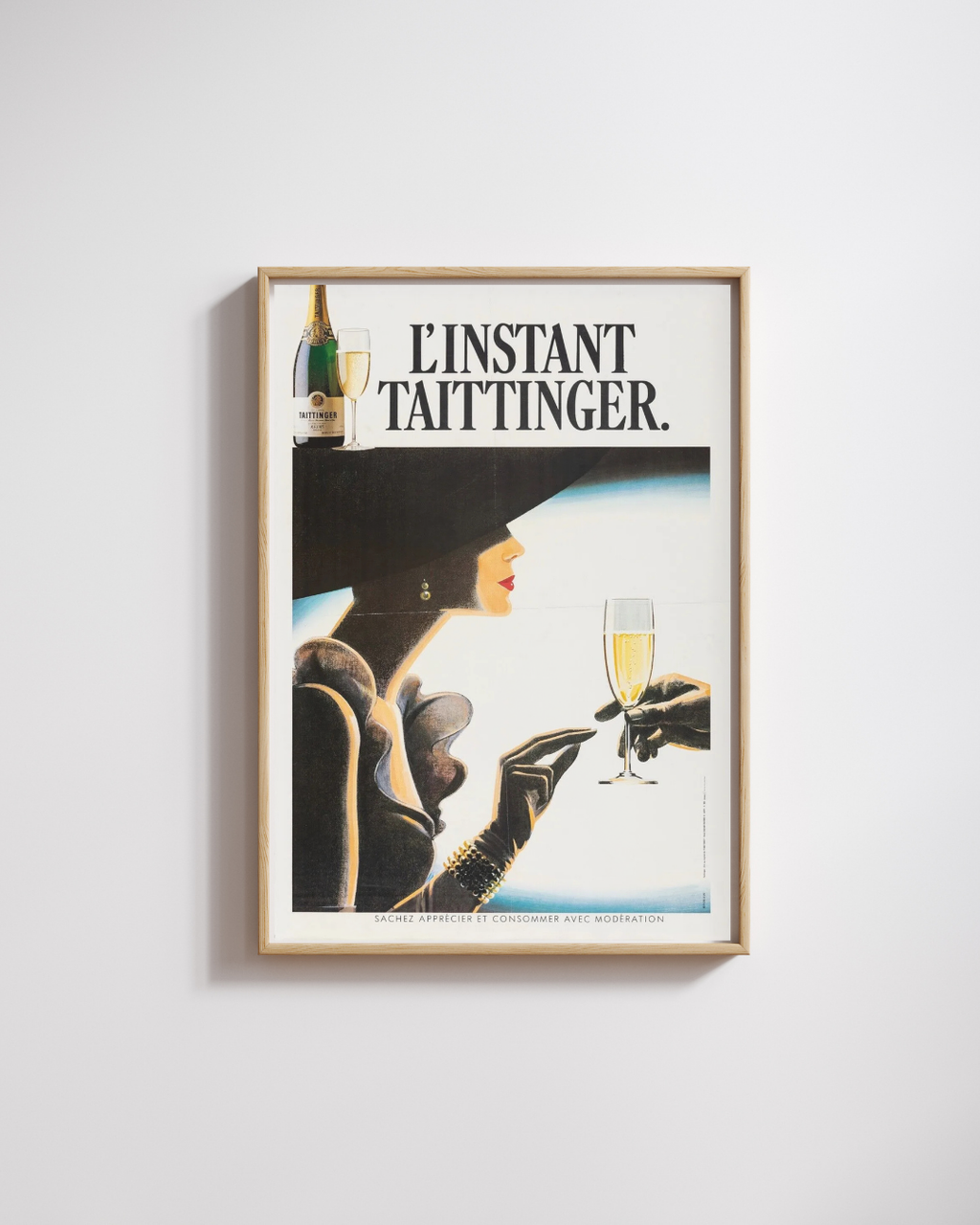 L'INSTANT TATTINGER REPRO AFFICHE PUBLICITAIRE CHAMPAGNE VINTAGE HQ