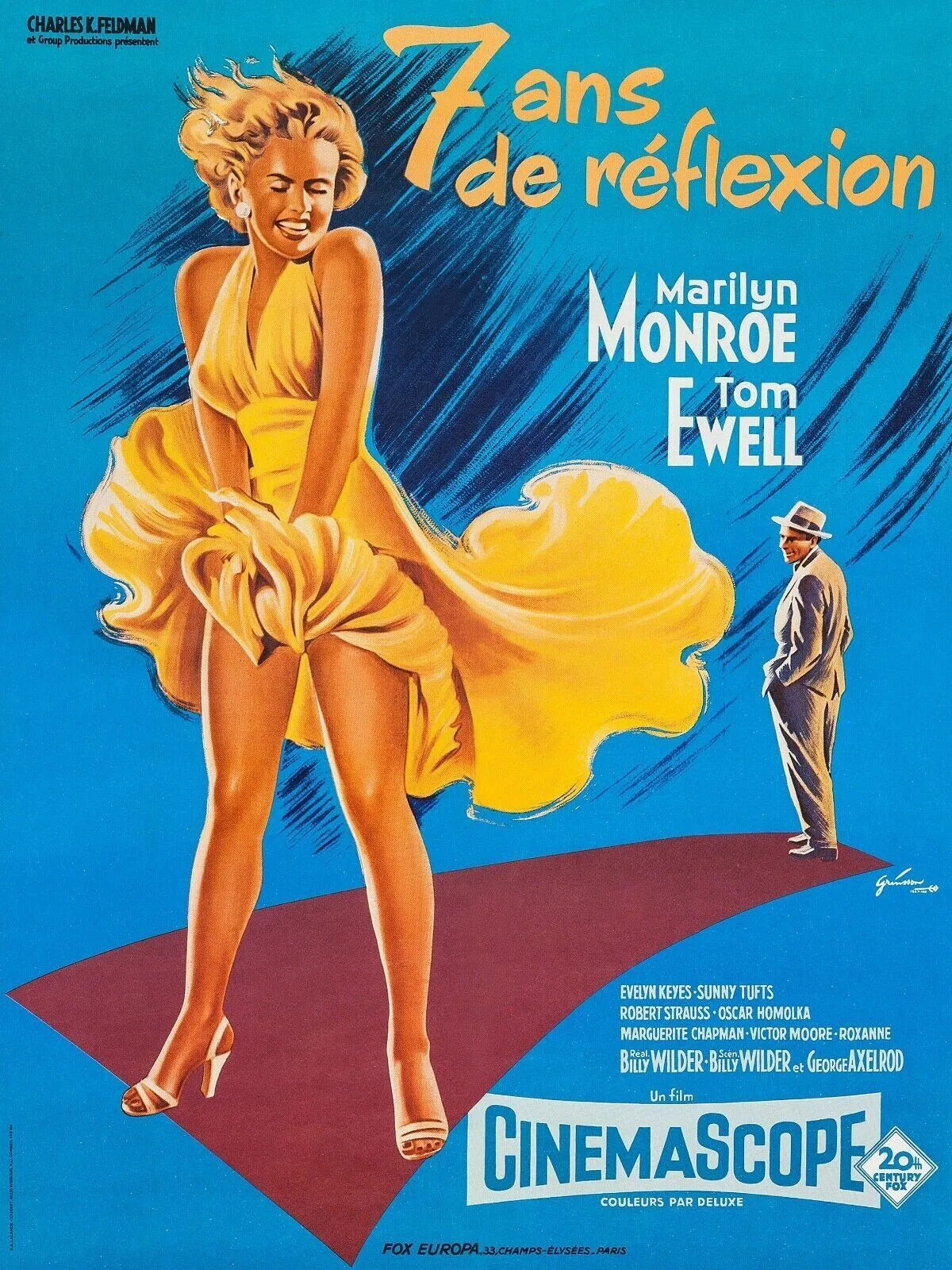 7 ANS DE RÉFLEXION, MARILYN MONROE, 1955, REPRO AFFICHE CINÉMA VINTAGE, HQ